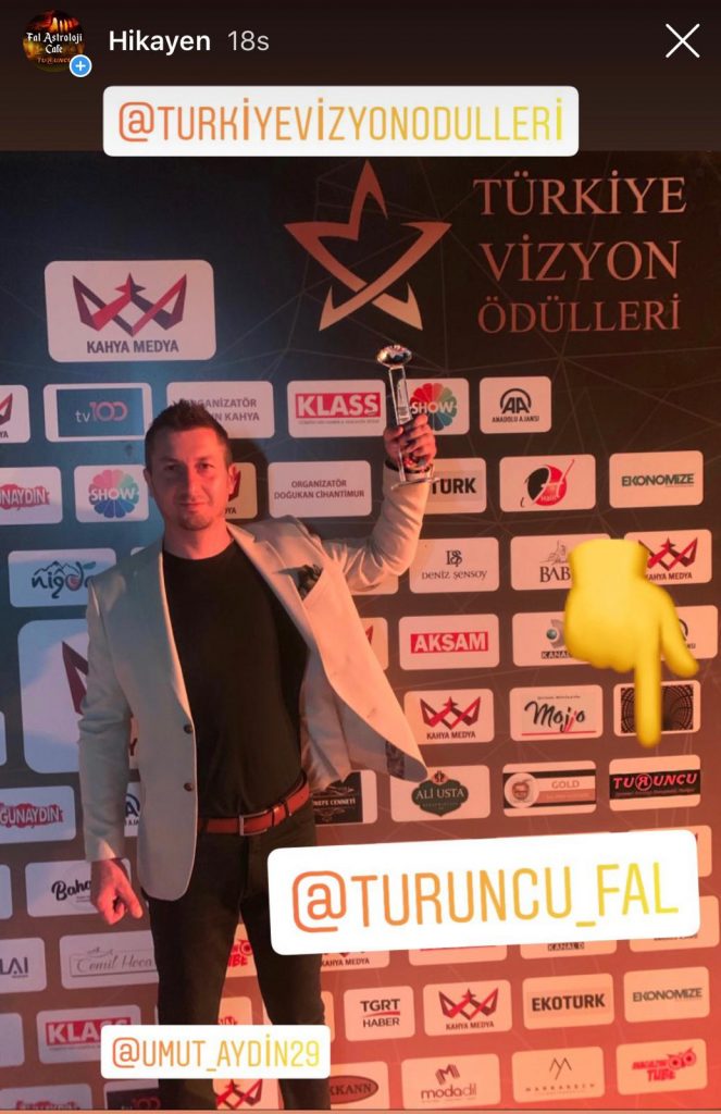 2019 Türkiye vizyon ödülleri, Turuncu Cafe en iyi astroloji ve spiritüel danışmanlık merkezi